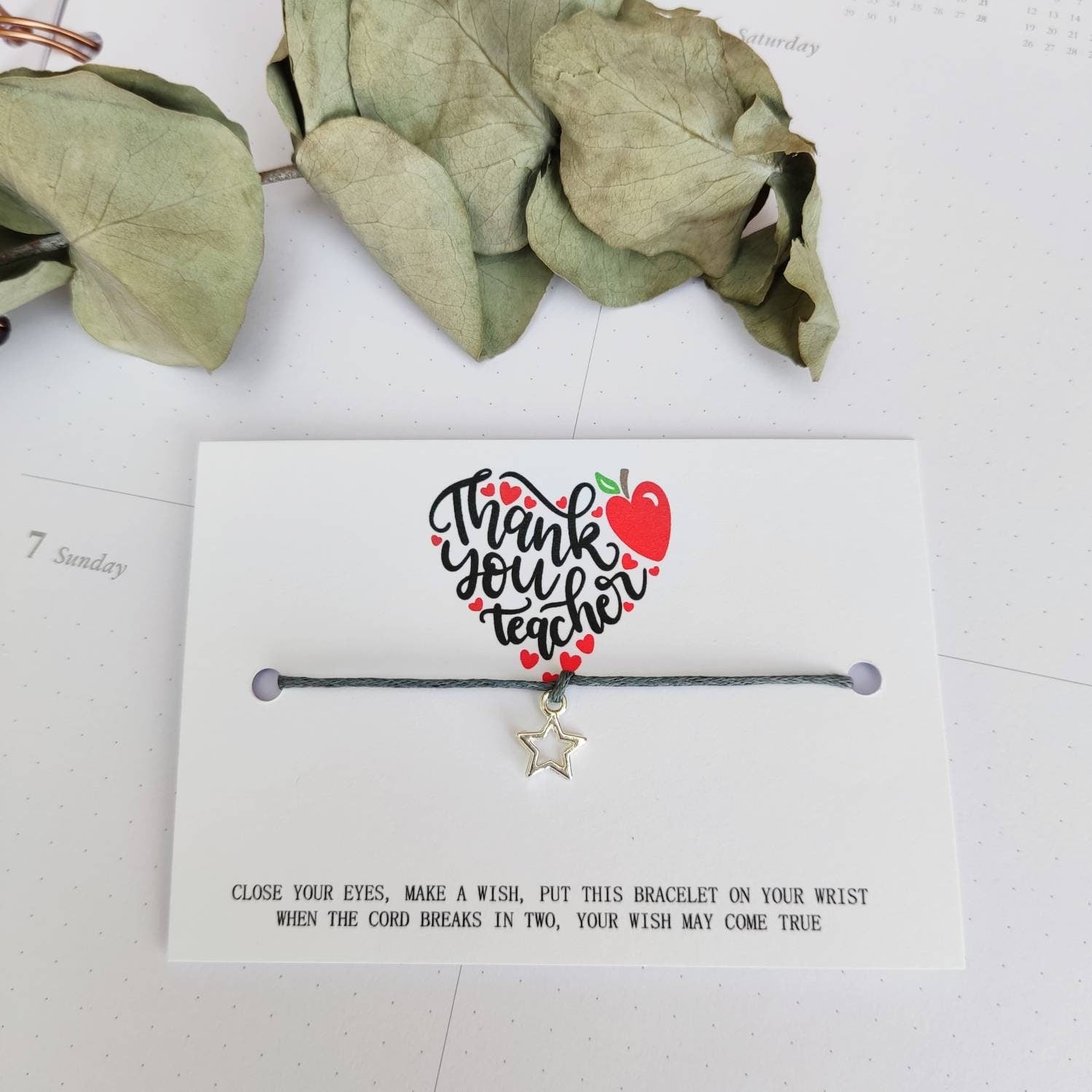 Teacher gift thank you teacher Class of 2024 School leavers Wish Bracelet Card, Gift TEACHER FROM students University, College Present