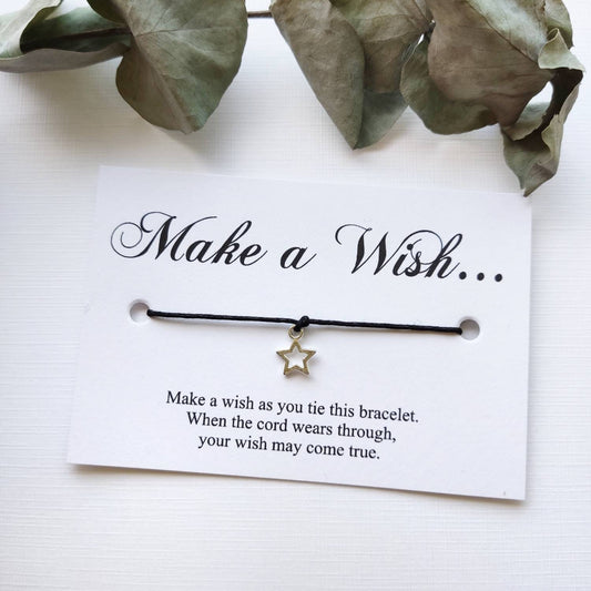 100x Make a wish Friendship bracelet Christmas Gift, Thank You Wish Bracelet, String star charm jewelry, Little something for women and men