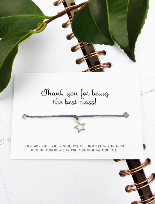Class of 2024 School leavers gift Wish Bracelet Card, Gift for pupils students University, College Congratulation Present