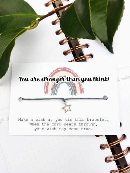 inspirational affirmation quote charm Bracelet gift, mindfulness card, positive thinking gift, mental health string bracelet