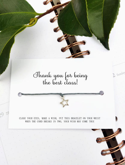 Class of 2024 School leavers gift Wish Bracelet Card, Gift for pupils students University, College Congratulation Present