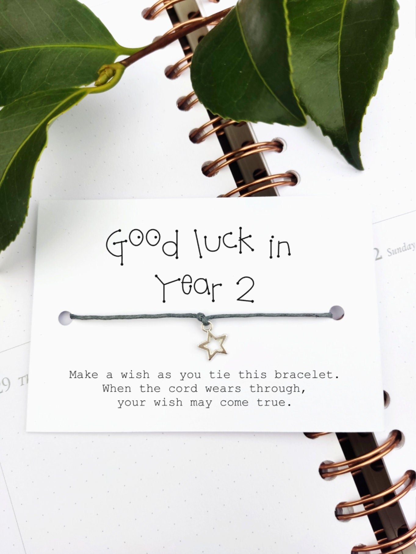 Good luck in year 1 2 3 4 5 6 7 8 9 10 11 secondary School leavers gift Wish Bracelet Card, Gift for pupils students