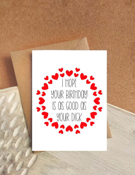 Birthday card for husband, partner, boyfriend, funny card, rude humour