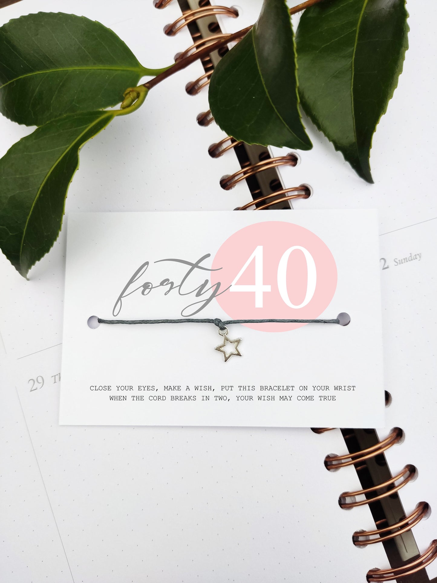 forty 40 th HAPPY BIRTHDAY, Wish Bracelet, A little birthday wish for Him/ Her Friendship best wishes, token gift, Dirty thirty gift