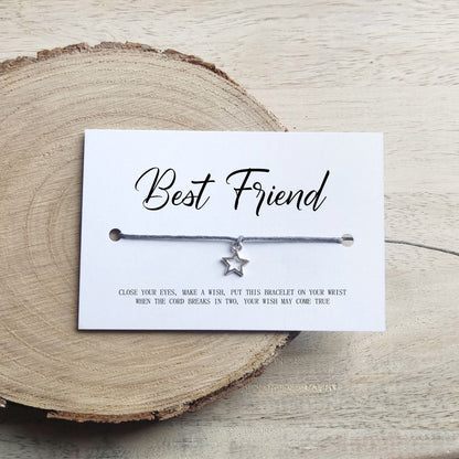 Best Friend Wish Bracelet Card - Friendship Bracelet, Gifts for Her, Birthday Gift for Friend, Bestie