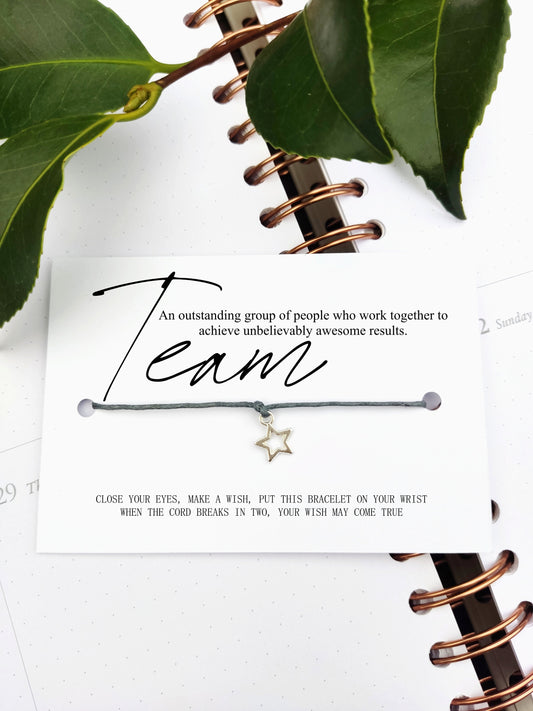 Team appreciation bracelet, Thank You for hard work Wish Bracelet
