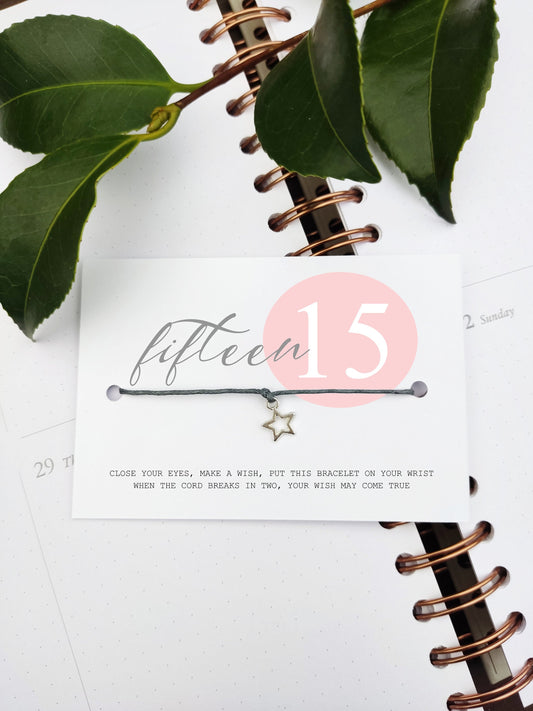 15 Quinceañera HAPPY BIRTHDAY gift, Wish Bracelet, A little birthday wish for you, for Him/ Her Friendship best wishes, token gift
