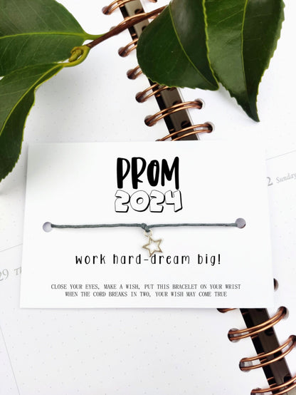 Prom 2024, class leavers 2024 School leavers, gift Wish Bracelet Card, Gift for University, College students