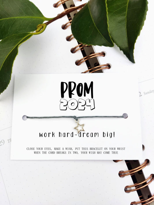 Prom 2024, class leavers 2024 School leavers, gift Wish Bracelet Card, Gift for University, College students