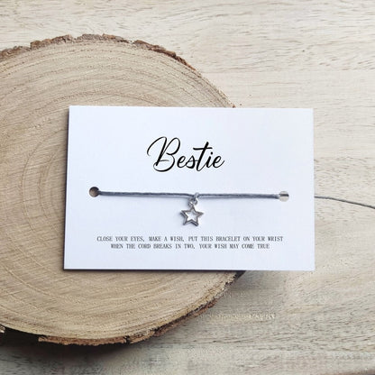 Bestie - Best Friend Wish Bracelet Card - Friendship Bracelet, Gifts for Her, Birthday Gift for Friend