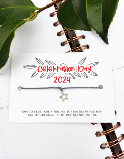 Celebration day 2024, class leavers 2024 School leavers, Wish Bracelet Card, Gift for students