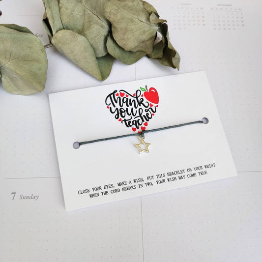 Teacher gift thank you teacher Class of 2024 School leavers Wish Bracelet Card, Gift TEACHER FROM students University, College Present