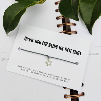 Class of 2024 School leavers gift Wish Bracelet Card, Gift for pupils students University, College Congratulation Present