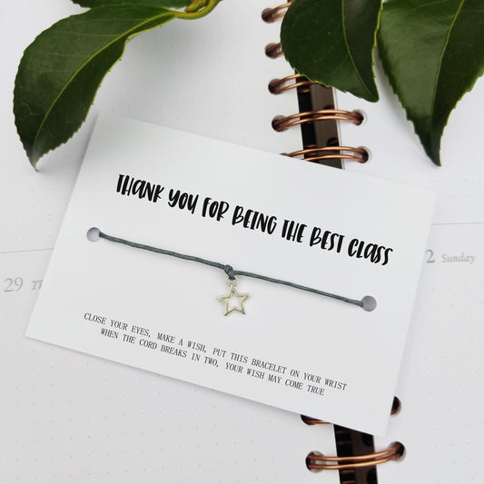 Class of 2024 School leavers gift Wish Bracelet Card, Gift for pupils students University, College Congratulation Present