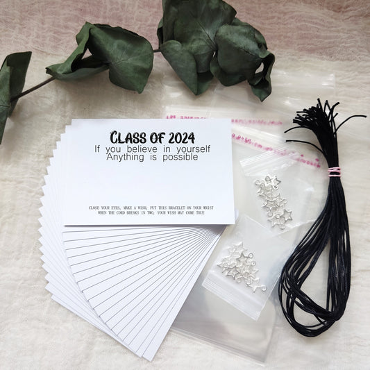 DIY kit, Class of 2024 School leaver gift Wish Bracelet Card, Gift for pupils students, University, College Congratulation Present