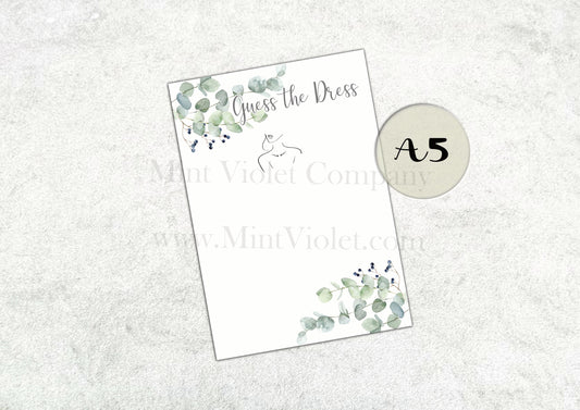 Guess the Bride's dress Hen Party Games, Hen Party Keepsake Gift, Hen Party Accessories, Floral Hen Party classy eucalyptus
