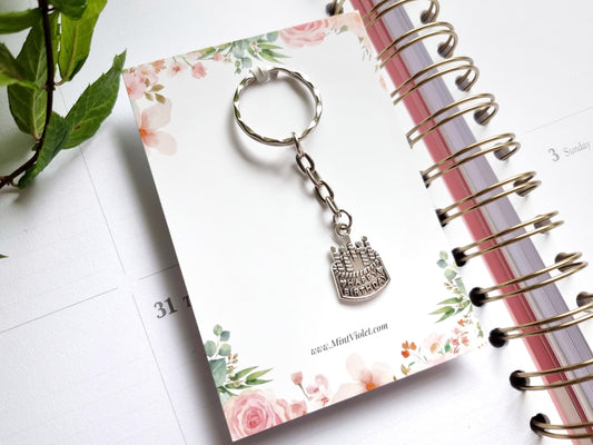 Birthday cake keychain on card, Keyring for work colleagues, Secret Santa or a stocking filler for best team, Advent calendar or Gift boxes