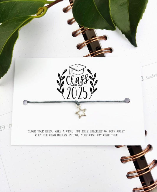 Class of 2025 School leavers gift Wish Bracelet Card, Gift for pupils students University, College Congratulation Present, shine like a star