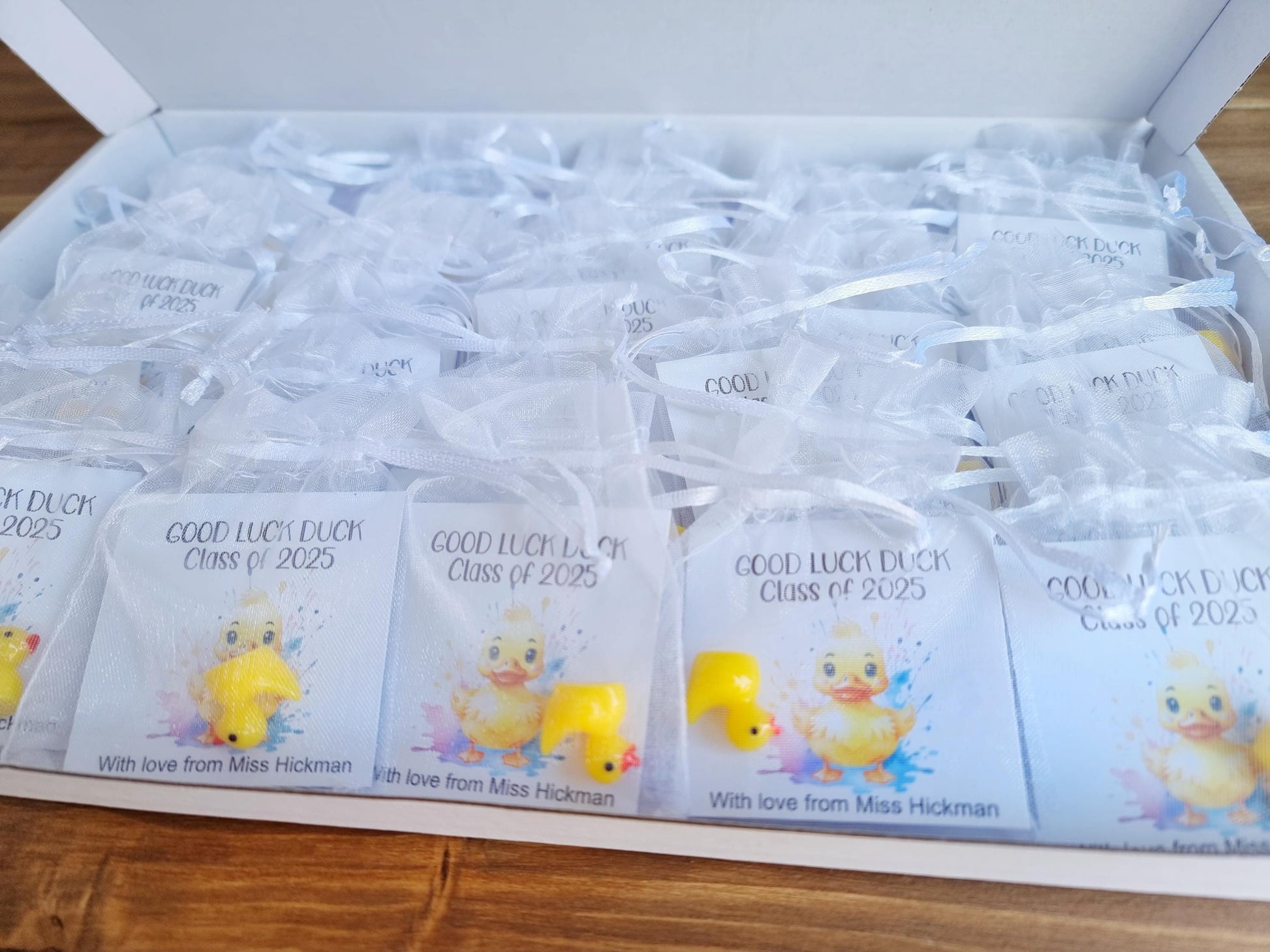 Good Luck duck, Class of 2025 School leavers gift with Card, keepsake, hug for pupils students University, College exams gcse PTA bulk gifts
