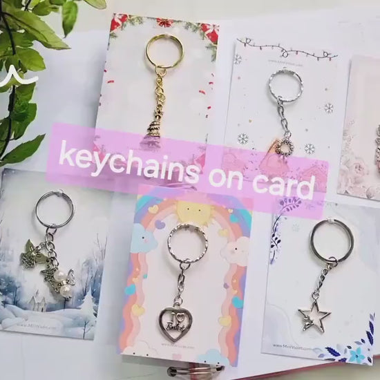 Birthday cake keychain on card, Keyring for work colleagues, Secret Santa or a stocking filler for best team, Advent calendar or Gift boxes