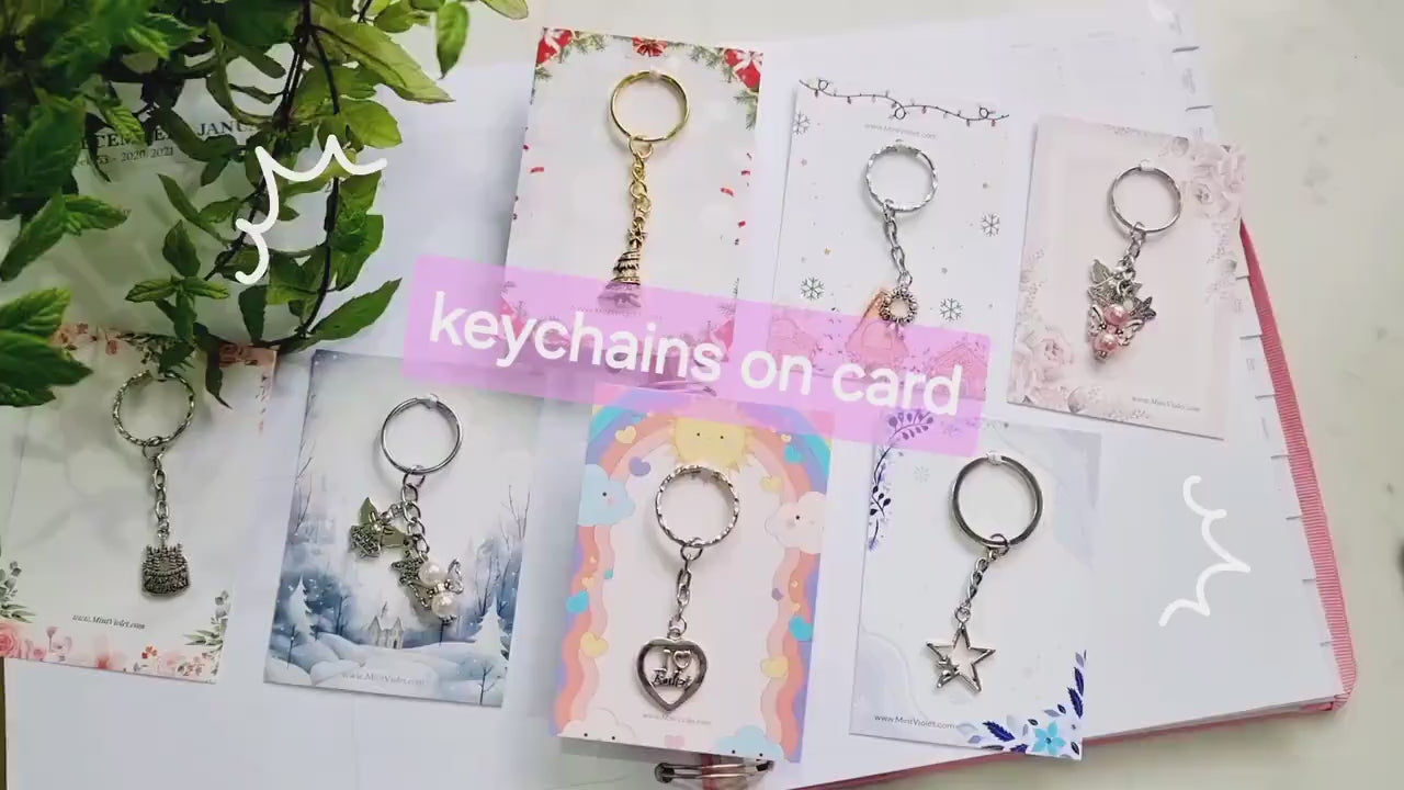 Birthday cake keychain on card, Keyring for work colleagues, Secret Santa or a stocking filler for best team, Advent calendar or Gift boxes